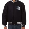 Tampa Bay Rays Full-Snap Wool Varsity Black Jacket