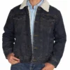 Tate Dutton Marshals TV Series 2026 Brecken Merrill Sherpa Trim Blue Denim Jacket