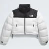 The North Face Womens Nuptse Short Puffer White Jacket Black