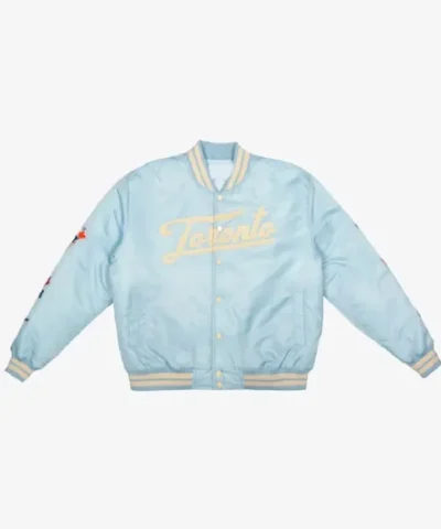 Toronto Blue Jays Blue College Light Blue Satin Varsity Jacket For Sale 