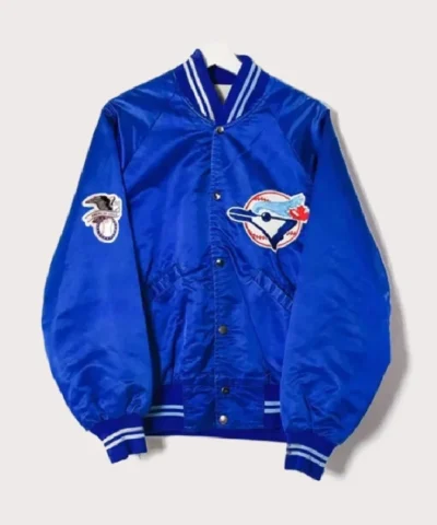 Toronto Blue Jays Retro Vintage 80’s Full Snap Satin Blue Jacket
