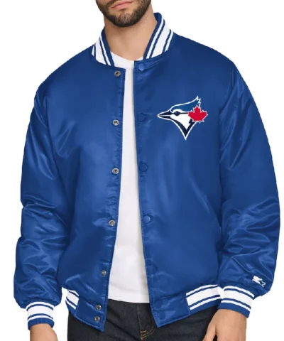 Toronto Blue Jays Starter Royal Home Plate Printed Graphic Full Snap Varsity Jacket