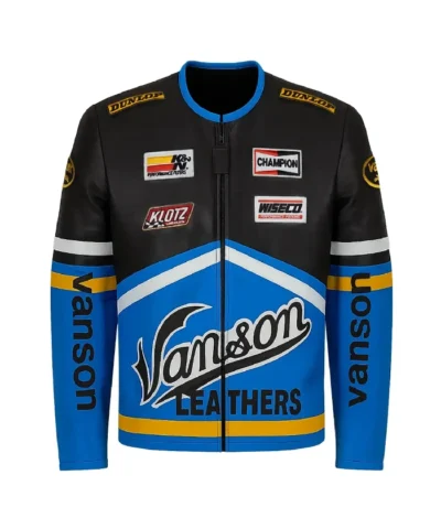 Vanson Motorcycle Blue Leather Jacket