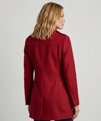 Woman The Scarlet Double Breasted Classic Red Wool Peacoat