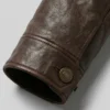 A2 Flight Bomber Leather Brown Jacket Close Up Cuffs