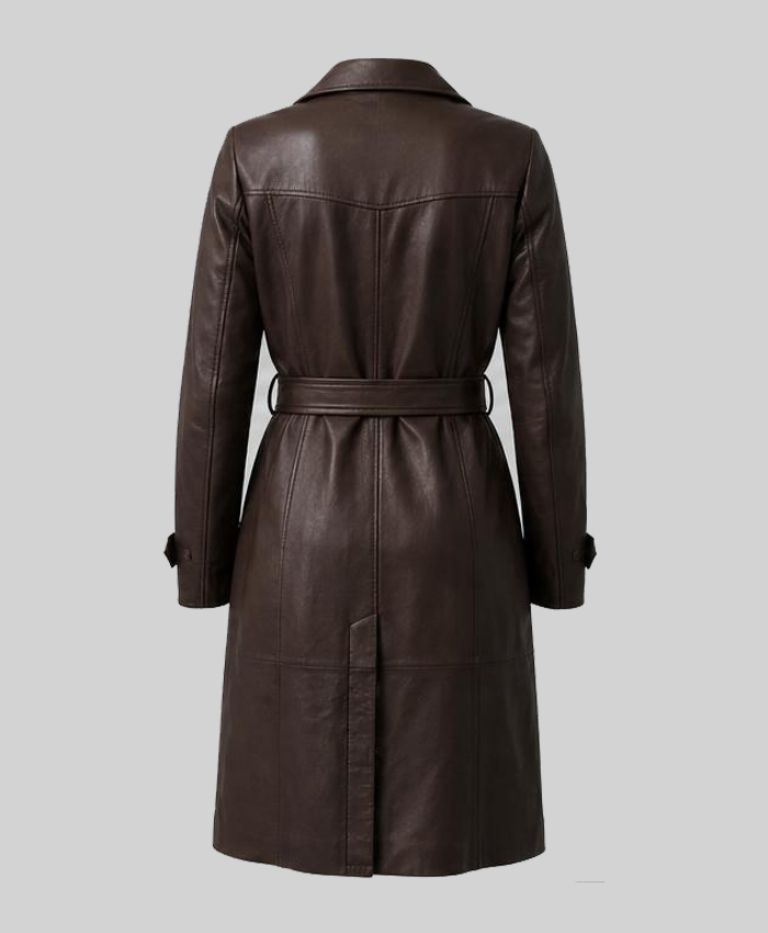 Alexis Brown Single Breasted Leather Coat For Women