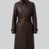 Alexis Brown Single Breasted Leather Coat For Womens