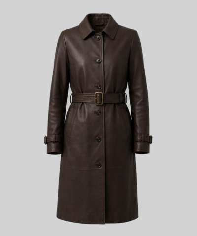 Alexis Brown Single Breasted Leather Coat For Womens