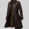 Alexis Brown Single Breasted Leather Coat Womens