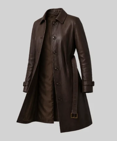 Alexis Brown Single Breasted Leather Coat Womens