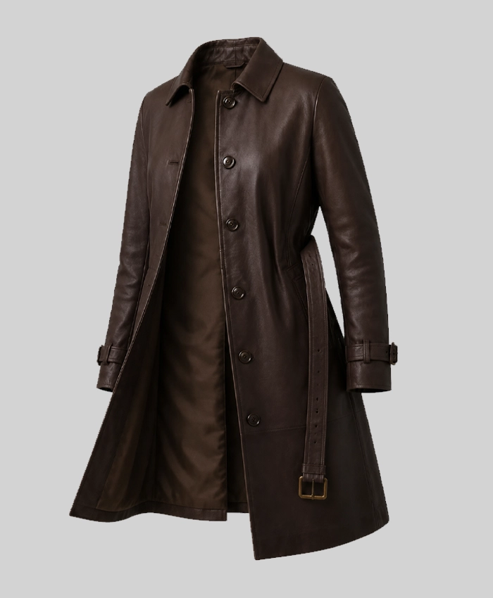 Alexis Brown Single Breasted Leather Coat Womens