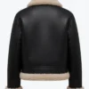 Arctic Chic Flight Black Leather Jacket with Shearling Trim