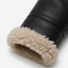 Arctic Chic Leather Flight Black Leather Jacket with Shearling Trim