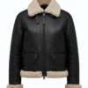 Arctic Chic Leather Flight Leather Jacket with Shearling Trim