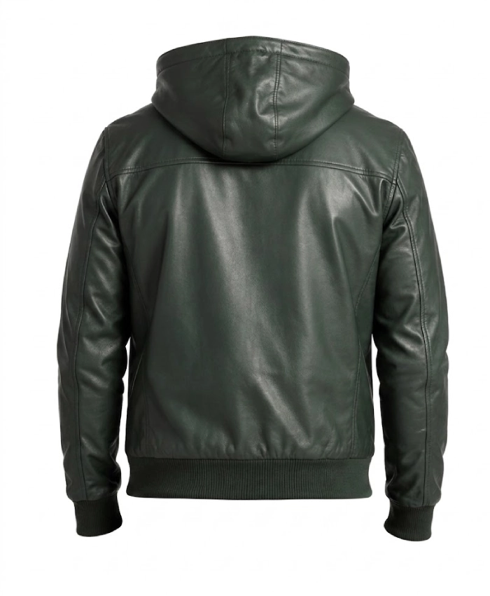 Baston Hooded Leather Bomber Jacket