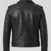 Belted Black Lambskin Asymmetrical Biker Jacket For Mens