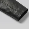 Belted Black Lambskin Asymmetrical Biker Jacket For Mens Close Up Cuff