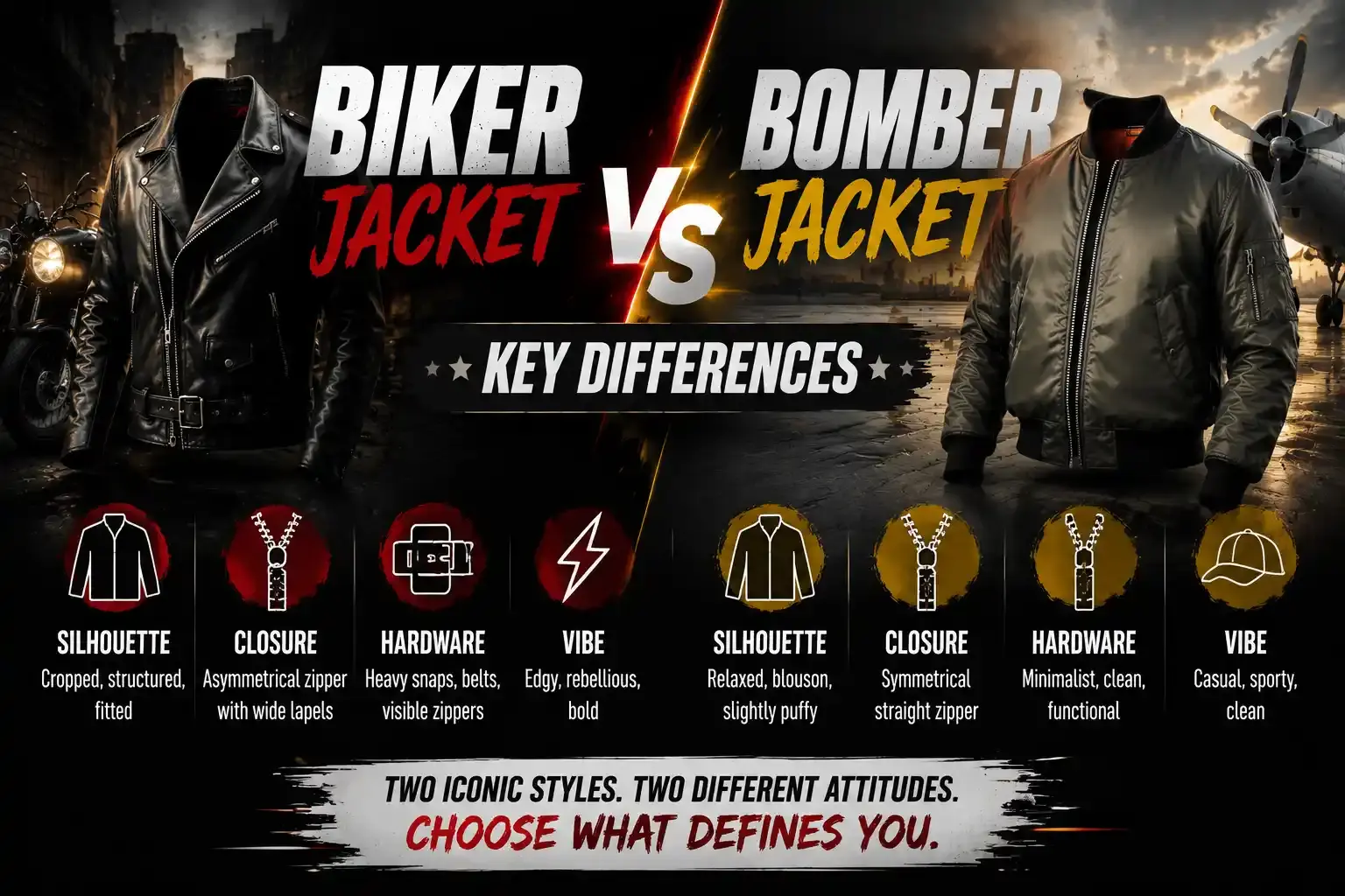 Biker vs Bomber Jackets Key Differences