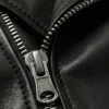 Black Asymmetrical Belted Leather Biker Jacket For Negan Mens