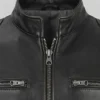 Black Lambskin Cafe Racer Jacket Mens Dodge