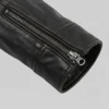 Black Lambskin Cafe Racer Jacket Mens Dodge Close Up Cuffs