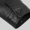 Black Lambskin Length Car Coat For Mens Close Up Cuff