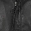 Black Lambskin Length Car Coat For Mens Close Up Zip