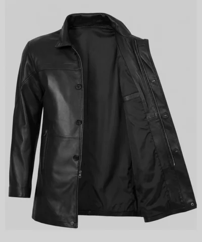Black Lambskin Length Car Coat Mens Bristol