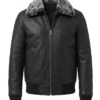 Bradford Bomber Shearling Black Leather Jacket