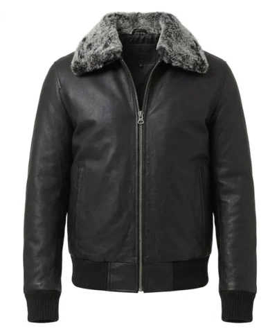 Bradford Bomber Shearling Black Leather Jacket