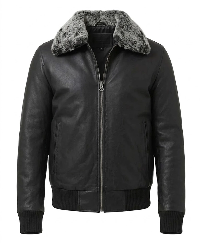 Bradford Bomber Shearling Black Leather Jacket