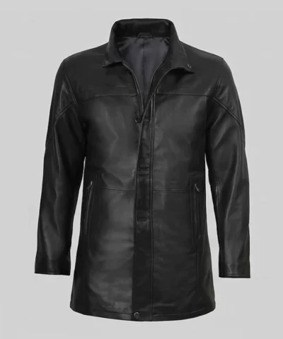 Bristol Mens Black Lambskin Length Car Coat