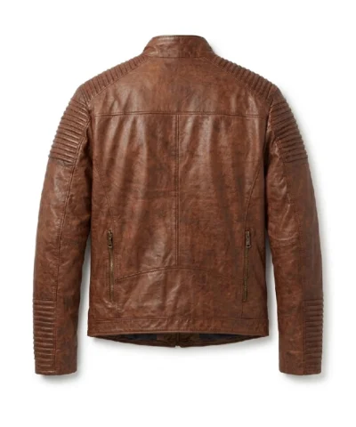 Brown Distressed Cafe Racer Mens Biker Vintage Leather Jacket