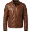Brown Distressed Cafe Racer Mens Biker Vintage Motorcycle Leather Jacket