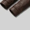Brown Leather Trench Coat with Attached Hood Women
