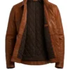 Brown Leather Trucker Jacket For Sale 