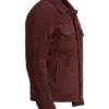Burgundy Trucker Suede Leather Jacket