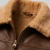 Calista Brown Shearling Leather Jacket Close Up Collar