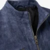 Charcoal Navy Blue Biker Jacket