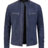 Charcoal Navy Blue Suede Jacket