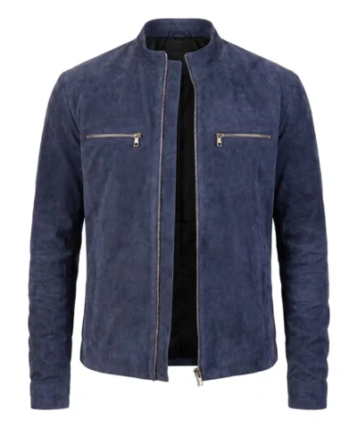 Charcoal Navy Blue Suede Jacket