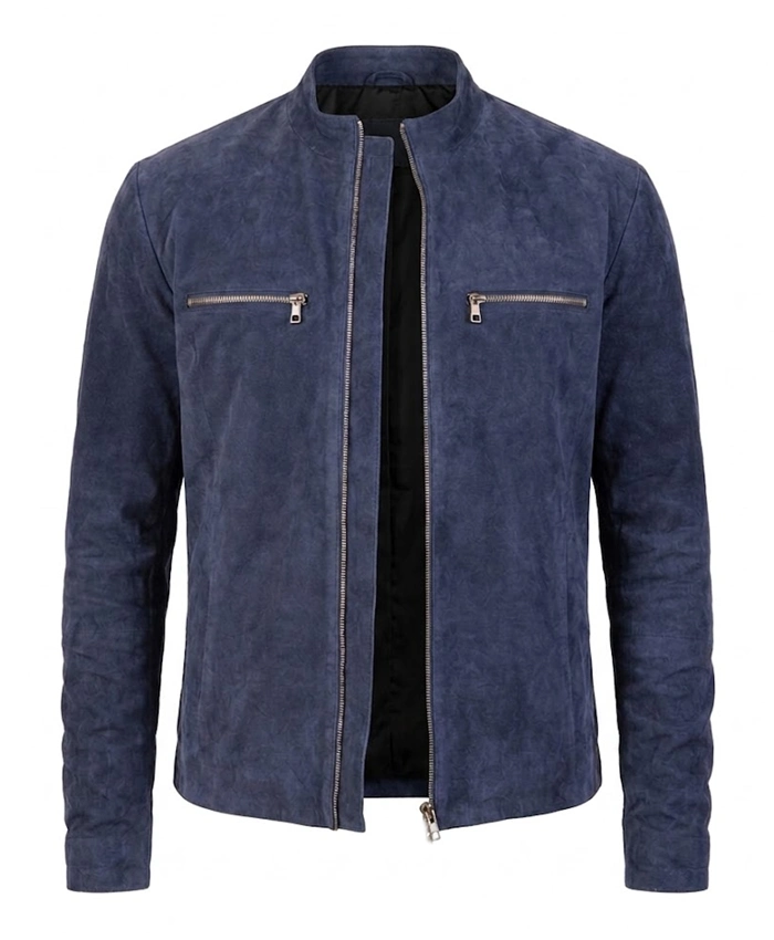 Charcoal Navy Blue Suede Jacket