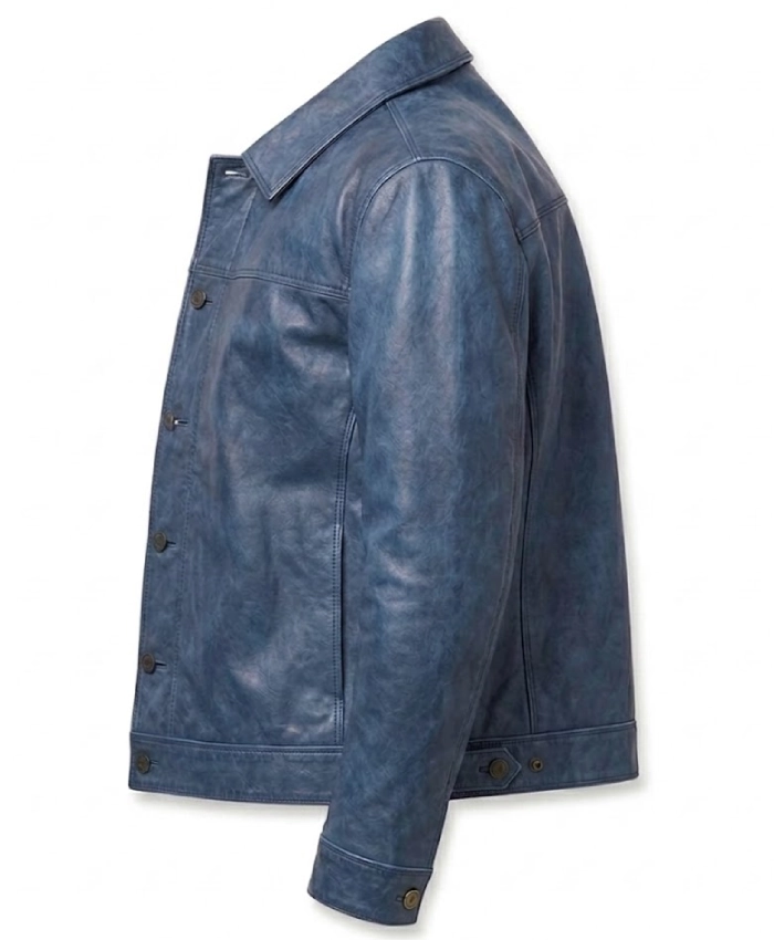 Classic Blue Washed Leather Jacket