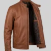 Classic Tan Biker Leather Jacket Mens