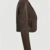 Cognac Single Button Leather Cropped Blazer
