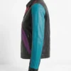 Color block Biker Leather Bomber Jacket