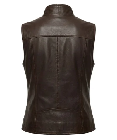 Dark Brown Biker Leather Vest For Sale