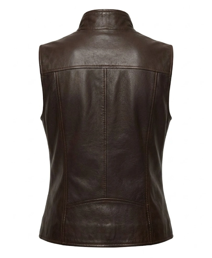 Dark Brown Biker Leather Vest For Sale