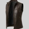 Dark Brown Biker Leather Vest For Women