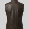 Dark Brown Biker Leather Vest For Womens Back